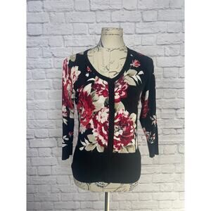 White House Black Market Floral Cardigan